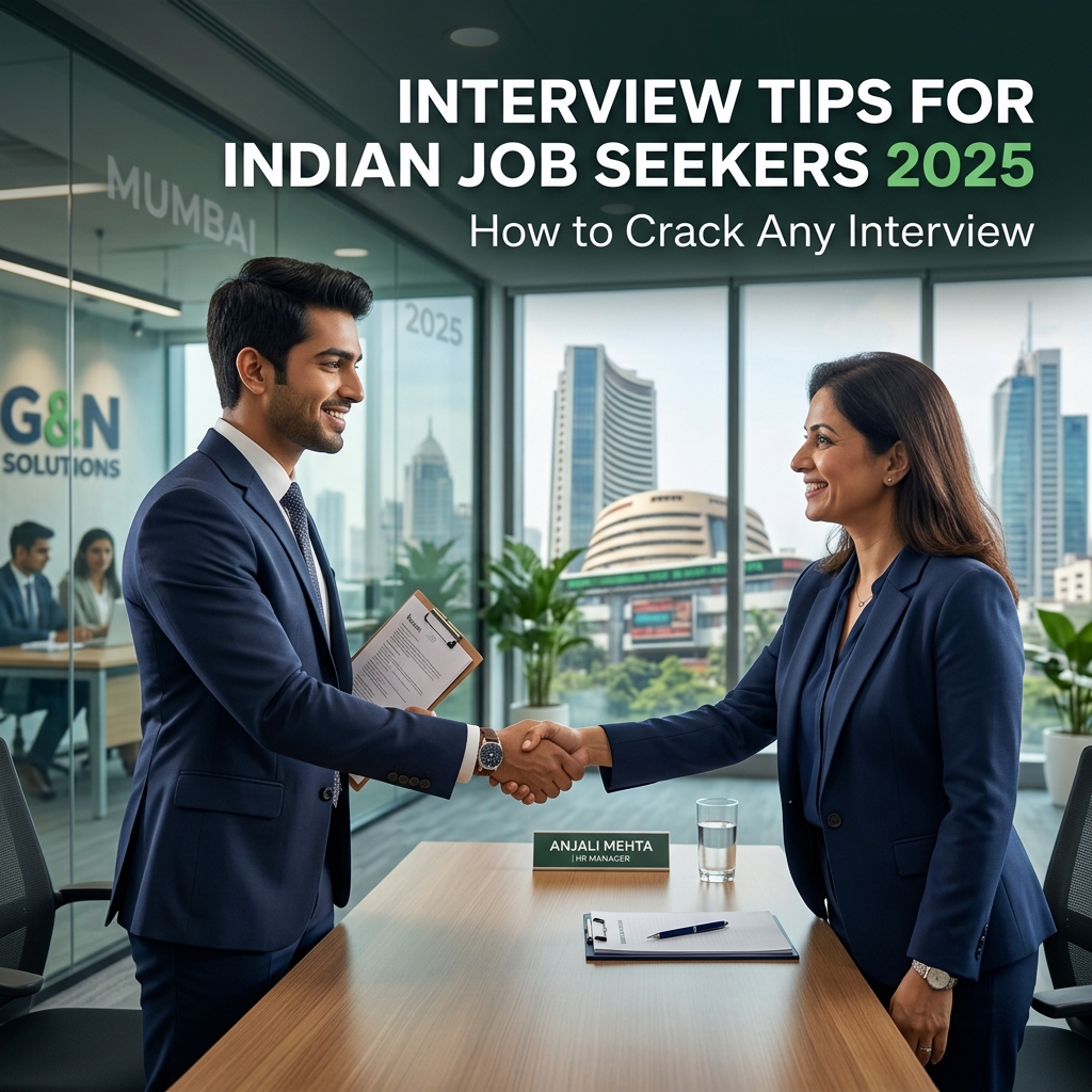 Indian candidate cracking interview in Mumbai corporate office 2025 — interview tips for freshers