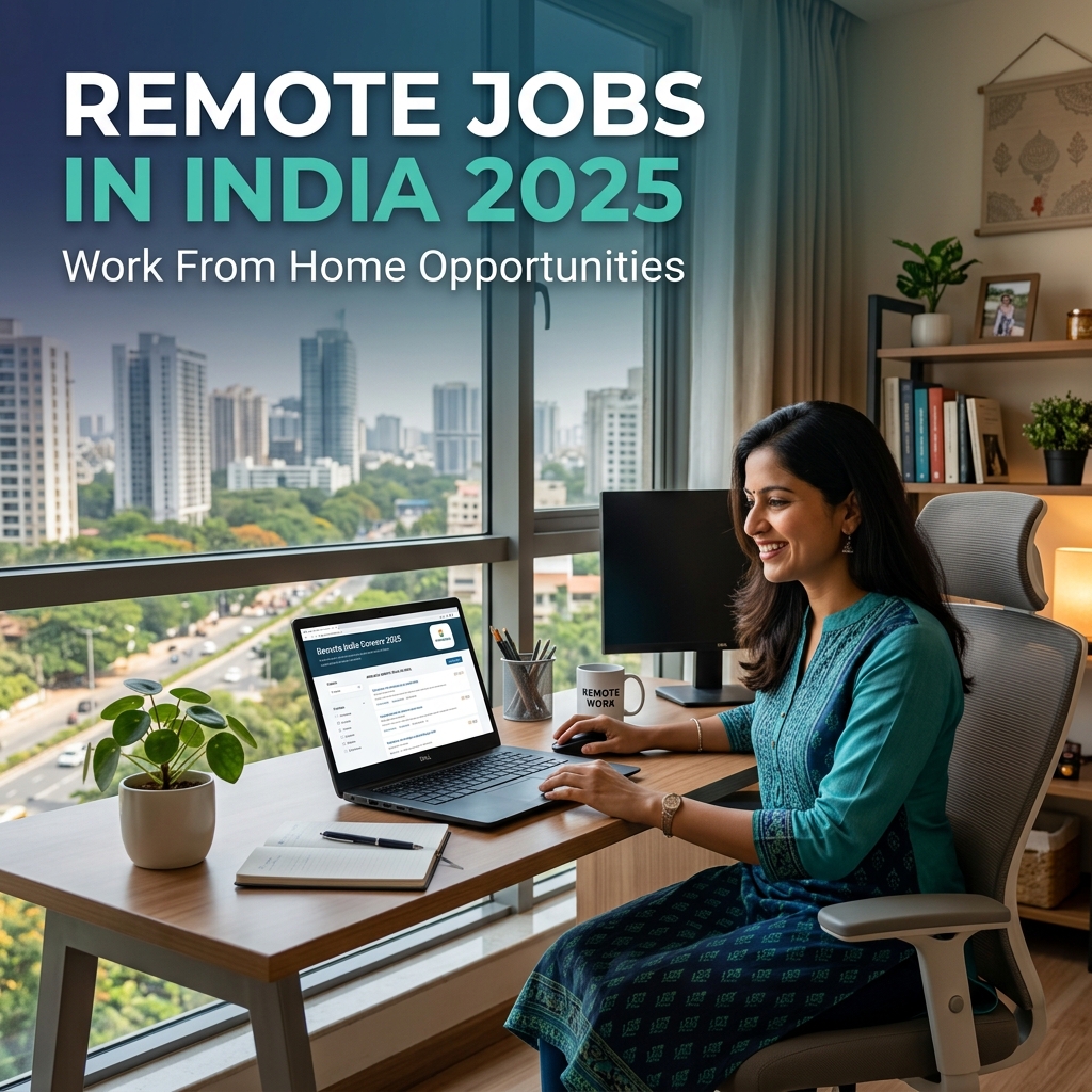 Indian woman working from home remote job India 2025 — work from anywhere opportunity